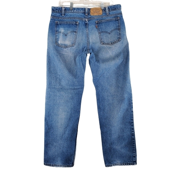 Vtg Levis Blue Jeans 506 Mens 38x30 Distressed Hi Rise Tapered Leg USA (36x30) - Picture 5 of 14